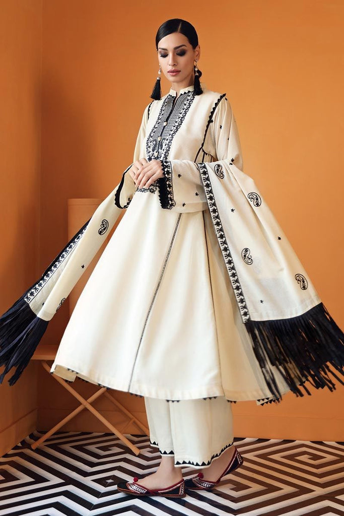 Gul Ahmed Winter Collection – 3 PC Embroidered Suit with Karandi Dupatta ADE-03