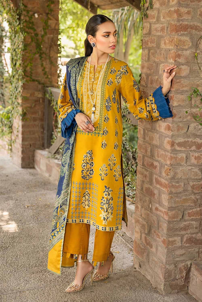 Gul Ahmed 2023 – 3PC Embroidered Cambric Suit with Digital Printed Dobby Dupatta DB-32018