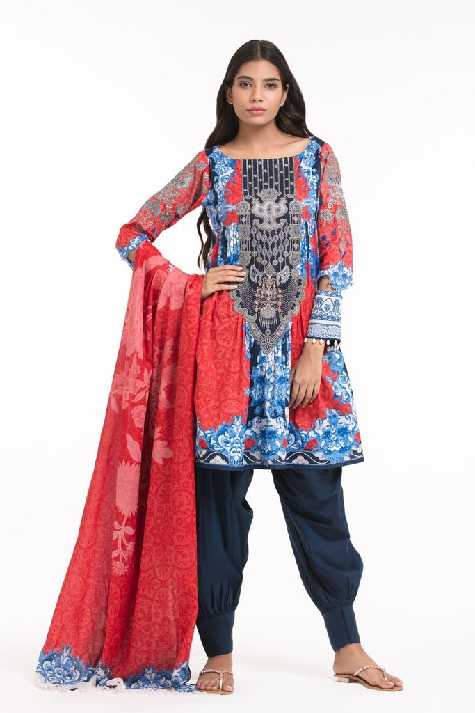 AlKaram Spring/Summer 2018 – 2 Piece Printed Embroidered – SS-71 Red