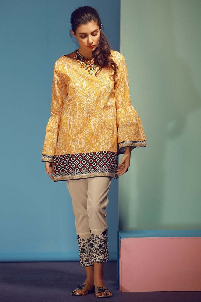 Khaadi Tropical Escape Lawn Collection 2018 – T18108 Yellow 2Pc