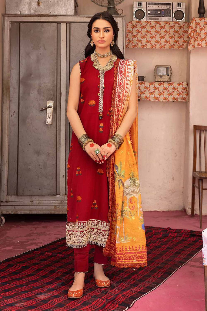 Gul Ahmed Festive – 3PC Embroidered Jacquard Shirt with Digital Printed Jacquard Dupatta and Neckline FE-32035