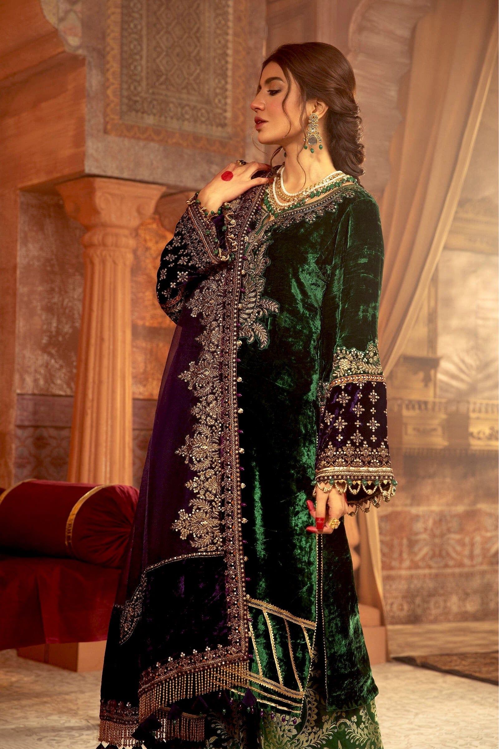 MARIA.B Luxury Velvet Collection VEL-20-108-Emerald Green YourLibaas UAE MARIA.B Luxury Velvet Collection VEL-20-108-Emerald Green YourLibaas UAE