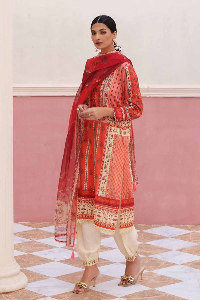 Gul Ahmed Winter Aangan Collection – 3PC Satin Digital Printed Suit with Net Dupatta DS-22002