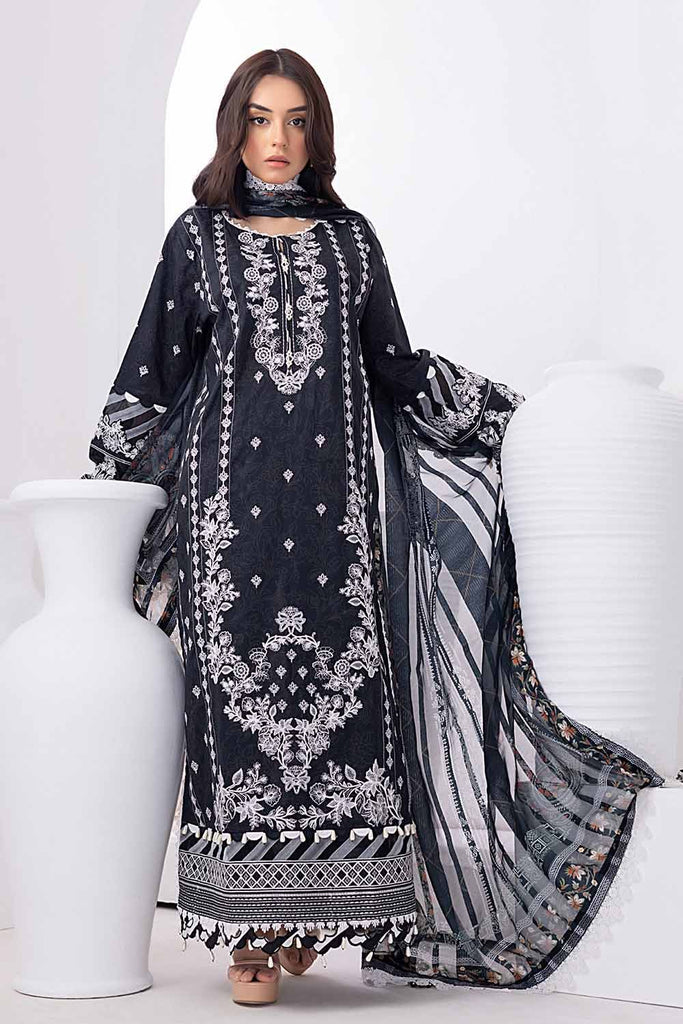 Gul Ahmed Monochrome Black & White – 3PC Unstitched Embroidered Lawn Suit with Dobby Silk Dupatta SSM-32034