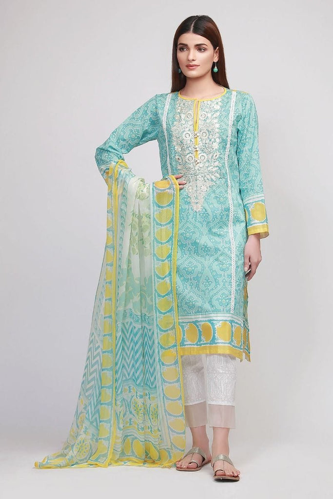 Khaadi The Tale of Spring Lawn Collection 2019 – YR19101 Blue 2Pc