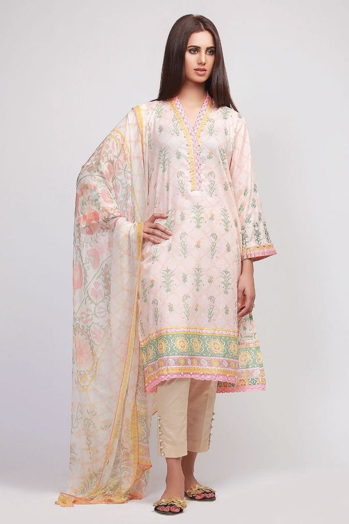 Khaadi The Tale of Spring Lawn Collection 2019 – YR19105 Pink 2Pc