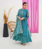 Zellbury Luxury Collection – Embroidered Shirt Shalwar Dupatta - Blue - Organza Suit WULC22E30361