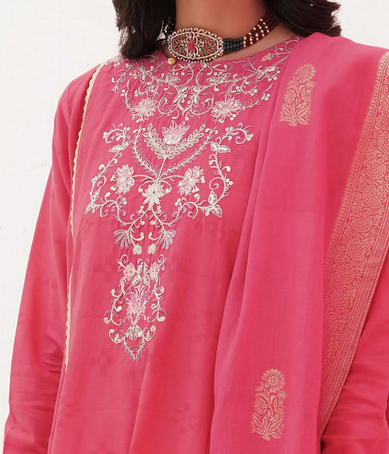 Zellbury Luxury Collection – Embroidered Shirt Shalwar Dupatta - Pink - Lawn Suit WULC22E30351